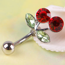 Load image into Gallery viewer, Pretty Rhinestone Red Cherry Navel Belly Button Barbell Ring Body Piercing