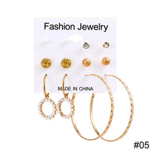 Load image into Gallery viewer, Fashion Simple Geometric Metal Earrings Set Butterfly Pearl Earrings Jewelry Accessories for Women