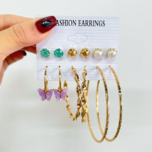 Load image into Gallery viewer, Fashion Simple Geometric Metal Earrings Set Butterfly Pearl Earrings Jewelry Accessories for Women
