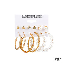 Load image into Gallery viewer, Fashion Simple Geometric Metal Earrings Set Butterfly Pearl Earrings Jewelry Accessories for Women