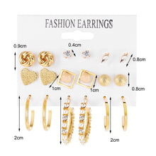 Load image into Gallery viewer, Fashion Creative Pearl Chain Earring Set Heart Moon Pentagram Stud Earrings Jewelry Accessories for Women