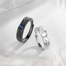 Load image into Gallery viewer, Fashion Retro Coloured Glaze Moonstone Couple Ring Angel and Demon Black White Couple Ring Adjustable Ring Jewelry Gift