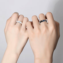 Load image into Gallery viewer, Fashion Retro Coloured Glaze Moonstone Couple Ring Angel and Demon Black White Couple Ring Adjustable Ring Jewelry Gift