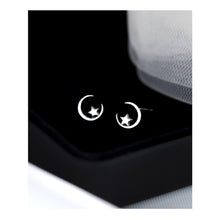 Load image into Gallery viewer, Asymmetric Star Earrings Temperamental Silver Star Half-circle Hollow Ear Studs Stylish Earrings Jewelry for Women