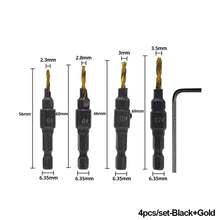 Load image into Gallery viewer, 4/5Pcs Countersink Drill Bit Set Woodworking Carpenter Tools Drilling Pilot Holes for Screw Sizes #5 #6 #8 #10 #12