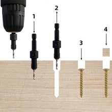 Load image into Gallery viewer, 4/5Pcs Countersink Drill Bit Set Woodworking Carpenter Tools Drilling Pilot Holes for Screw Sizes #5 #6 #8 #10 #12