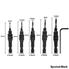 Load image into Gallery viewer, 4/5Pcs Countersink Drill Bit Set Woodworking Carpenter Tools Drilling Pilot Holes for Screw Sizes #5 #6 #8 #10 #12