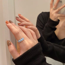 Load image into Gallery viewer, Retro Niche Checkerboard Ring Opening Adjustable Alloy Ring Simple Jewelry Accessory for Women