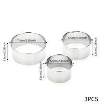 Load image into Gallery viewer, 3PCS Round Stainless Steel Biscuit Mold Dumpling Skin Cutting Mold DIY Biscuit Pastry Cake Baking Tools Kitchen Baking Gadget