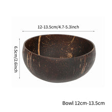 Load image into Gallery viewer, 12-14.5cm Natural Coconut Bowl and Spoon Creative Wooden Fruit Salad Coco Smoothie Ramen Bowl Mixing Bowl Healthy Diet Tableware