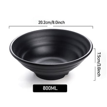 Load image into Gallery viewer, Japanese Style Melamine Beef Ramen Bowl Fast Food Tableware Black Frosted Noodles Soup Bowl Spoon Dinnerware Kitchen Accessories