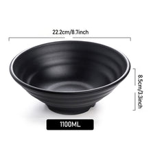 Load image into Gallery viewer, Japanese Style Melamine Beef Ramen Bowl Fast Food Tableware Black Frosted Noodles Soup Bowl Spoon Dinnerware Kitchen Accessories