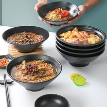 Load image into Gallery viewer, Japanese Style Melamine Beef Ramen Bowl Fast Food Tableware Black Frosted Noodles Soup Bowl Spoon Dinnerware Kitchen Accessories
