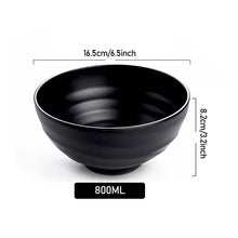 Load image into Gallery viewer, Japanese Style Melamine Beef Ramen Bowl Fast Food Tableware Black Frosted Noodles Soup Bowl Spoon Dinnerware Kitchen Accessories