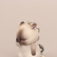 Load image into Gallery viewer, Cute Shy Cat Figurines Keychain with Bell Chubby Kitten Keyring Ornament Cartoon Car Keys Chains Bag Decoration Pendant Birthday Gifts