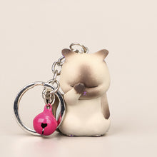Load image into Gallery viewer, Cute Shy Cat Figurines Keychain with Bell Chubby Kitten Keyring Ornament Cartoon Car Keys Chains Bag Decoration Pendant Birthday Gifts