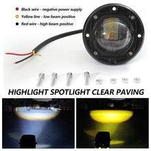 Load image into Gallery viewer, 1Pc 8D Motorcycle LED Lens Spotlight Motorcycles Auxiliary Fog Lamp Working Headlight Dual Color White Yellow Light Waterproof Square Round