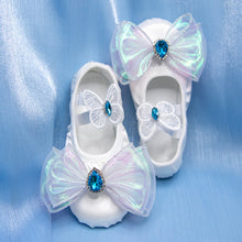 Load image into Gallery viewer, White Children's Dance Shoelace Bow Sapphire Accessories Soft Sole Exercise Shoes Temperament Elegant Ballet Exercise Shoes Dancing Shoes