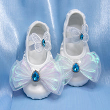 Load image into Gallery viewer, White Children's Dance Shoelace Bow Sapphire Accessories Soft Sole Exercise Shoes Temperament Elegant Ballet Exercise Shoes Dancing Shoes