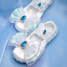 Load image into Gallery viewer, White Children's Dance Shoelace Bow Sapphire Accessories Soft Sole Exercise Shoes Temperament Elegant Ballet Exercise Shoes Dancing Shoes
