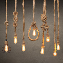 Load image into Gallery viewer, Creative Retro Hemp Rope Pendant Light American Industrial Hanging Lamps Loft Country Style Ceiling Lamps E27 Edison LED