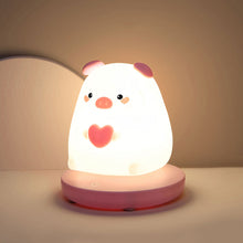 Load image into Gallery viewer, Cute Animal LED Night Lights For Children Bedroom Piglet Rabbit USB Rechargeable Silicone Lamp Touch Sensor Dimmable Kid's Gift