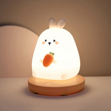 Load image into Gallery viewer, Cute Animal LED Night Lights For Children Bedroom Piglet Rabbit USB Rechargeable Silicone Lamp Touch Sensor Dimmable Kid's Gift