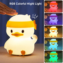 Load image into Gallery viewer, Cute Duck LED Night Lights For Children Bedroom USB Rechargeable Silicone Lamp Touch Sensor Dimmable Kid's Gift