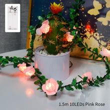 Load image into Gallery viewer, 1.5M/3M 10/20LEDs Rose Flower LED Fairy String Lights Battery Powered Wedding Valentines Day Event Party Garland Decor Lamp