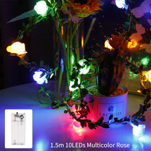 Load image into Gallery viewer, 1.5M/3M 10/20LEDs Rose Flower LED Fairy String Lights Battery Powered Wedding Valentines Day Event Party Garland Decor Lamp