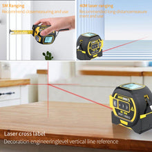 Load image into Gallery viewer, 3 in 1 40M/60M Laser Rangefinder 5M Tape Measure Ruler LCD Display with Backlight Distance Meter Building Measurement Device