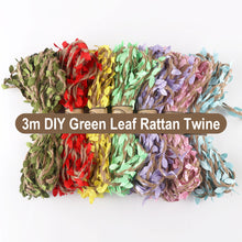 Load image into Gallery viewer, 3M Simulation Green Leaves Weaving Hemp Rope DIY Wedding Birthday Wedding Decoration Rattan Gift Bouquet Packaging Rope