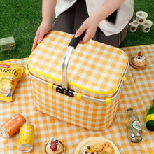 Load image into Gallery viewer, Outdoor Large Capacity Picnic Basket Thickened Aluminum Film Incubator With Foldable Aluminum Rack Spring Picnic Camping Suitcase Storage Basket