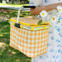 Load image into Gallery viewer, Outdoor Large Capacity Picnic Basket Thickened Aluminum Film Incubator With Foldable Aluminum Rack Spring Picnic Camping Suitcase Storage Basket