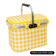 Load image into Gallery viewer, Outdoor Large Capacity Picnic Basket Thickened Aluminum Film Incubator With Foldable Aluminum Rack Spring Picnic Camping Suitcase Storage Basket