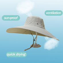 Load image into Gallery viewer, 14CM Widened Large Brim Sun Hat Outdoor Outing Fishing Mountaineering Sunscreen Fisherman's Hat Waterproof Breathable Quick Drying Fashion Jungle Hat Unisex