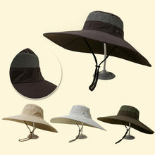 Load image into Gallery viewer, 14CM Widened Large Brim Sun Hat Outdoor Outing Fishing Mountaineering Sunscreen Fisherman's Hat Waterproof Breathable Quick Drying Fashion Jungle Hat Unisex