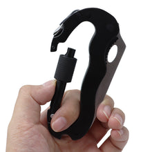 Load image into Gallery viewer, 5 In 1 Outdoor Multifunctional Quick-Hanging Mountaineering Buckle Jungle Stainless Steel Knife Keychain Screwdriver Bottle Opener Military Camping Supplies