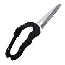 Load image into Gallery viewer, 5 In 1 Outdoor Multifunctional Quick-Hanging Mountaineering Buckle Jungle Stainless Steel Knife Keychain Screwdriver Bottle Opener Military Camping Supplies