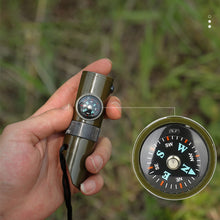 Load image into Gallery viewer, Outdoor 7 In 1 Multifunctional Emergency Survival Whistle With Compass Led Light Thermometer Magnifier Reflector Outdoor Hiking Accessories