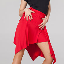 Load image into Gallery viewer, Latin Dance Skirt Irregular One Piece Style Lace-Up Short Skirt Rumba Samba Adult Triangle Apron Professional Dance Training Dress