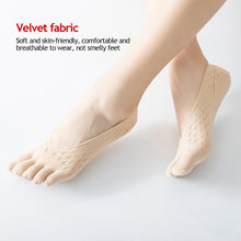 Load image into Gallery viewer, Five Finger Socks Velvet Rayon Stockings With Non-Slip Strip Thin Style Mesh Breathable Yoga Boat Socks Pilates Socks