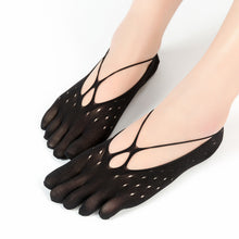 Load image into Gallery viewer, Five Finger Socks Velvet Rayon Stockings With Non-Slip Strip Thin Style Mesh Breathable Yoga Boat Socks Pilates Socks