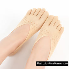 Load image into Gallery viewer, Five Finger Socks Velvet Rayon Stockings With Non-Slip Strip Thin Style Mesh Breathable Yoga Boat Socks Pilates Socks