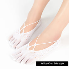 Load image into Gallery viewer, Five Finger Socks Velvet Rayon Stockings With Non-Slip Strip Thin Style Mesh Breathable Yoga Boat Socks Pilates Socks
