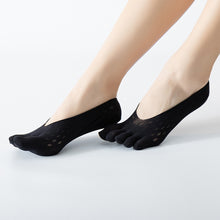 Load image into Gallery viewer, Five Finger Socks Velvet Rayon Stockings With Non-Slip Strip Thin Style Mesh Breathable Yoga Boat Socks Pilates Socks