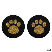 Load image into Gallery viewer, 2Pcs Diamond Footprint Anti-slip Mat Water Cup Car Accessories For Women Crystal Rhinestone Non-slip Mat with Cat Footprint