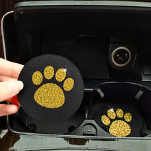 Load image into Gallery viewer, 2Pcs Diamond Footprint Anti-slip Mat Water Cup Car Accessories For Women Crystal Rhinestone Non-slip Mat with Cat Footprint