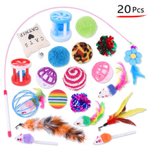 Load image into Gallery viewer, 20pcs Cat Teaser Wand with Replacement Pendant Pet Interactive Feather Toys Kitten Simulated Mouse Catching Toy Cats Daily Accessories