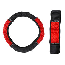 Load image into Gallery viewer, Universal Car Steering Wheel Cover Leather Embroidered Color Diamond-Studded Elastic Steering Wheel Cover 37-38cm Four Seasons